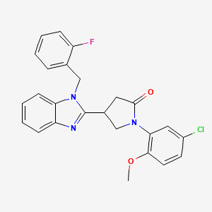 molecular formula C25H21ClFN3O2 B6479183 1-(5-chloro-2-methoxyphenyl)-4-{1-[(2-fluorophenyl)methyl]-1H-1,3-benzodiazol-2-yl}pyrrolidin-2-one CAS No. 847397-54-0