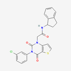 molecular formula C23H18ClN3O3S B6479208 2-[3-(3-chlorophenyl)-2,4-dioxo-1H,2H,3H,4H-thieno[3,2-d]pyrimidin-1-yl]-N-(2,3-dihydro-1H-inden-1-yl)acetamide CAS No. 1261020-24-9