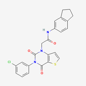molecular formula C23H18ClN3O3S B6479210 2-[3-(3-chlorophenyl)-2,4-dioxo-1H,2H,3H,4H-thieno[3,2-d]pyrimidin-1-yl]-N-(2,3-dihydro-1H-inden-5-yl)acetamide CAS No. 1260914-31-5