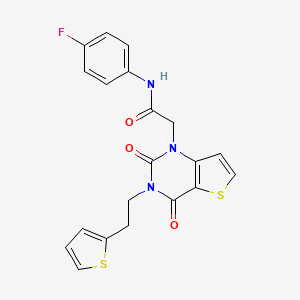 molecular formula C20H16FN3O3S2 B6479228 2-{2,4-dioxo-3-[2-(thiophen-2-yl)ethyl]-1H,2H,3H,4H-thieno[3,2-d]pyrimidin-1-yl}-N-(4-fluorophenyl)acetamide CAS No. 1260621-90-6