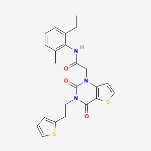 molecular formula C23H23N3O3S2 B6479238 2-{2,4-dioxo-3-[2-(thiophen-2-yl)ethyl]-1H,2H,3H,4H-thieno[3,2-d]pyrimidin-1-yl}-N-(2-ethyl-6-methylphenyl)acetamide CAS No. 1261017-38-2