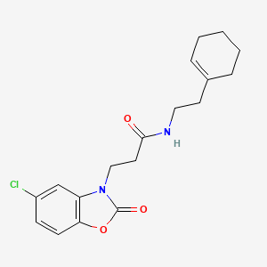 molecular formula C18H21ClN2O3 B6479239 3-(5-chloro-2-oxo-2,3-dihydro-1,3-benzoxazol-3-yl)-N-[2-(cyclohex-1-en-1-yl)ethyl]propanamide CAS No. 902253-51-4