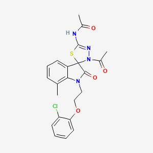 molecular formula C22H21ClN4O4S B6479251 N-{3'-acetyl-1-[2-(2-chlorophenoxy)ethyl]-7-methyl-2-oxo-1,2-dihydro-3'H-spiro[indole-3,2'-[1,3,4]thiadiazole]-5'-yl}acetamide CAS No. 905775-19-1