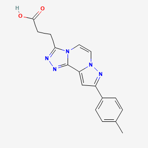 3-[11-(4-methylphenyl)-3,4,6,9,10-pentaazatricyclo[7.3.0.0^{2,6}]dodeca-1(12),2,4,7,10-pentaen-5-yl]propanoic acid