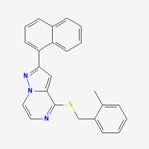 molecular formula C24H19N3S B6479255 4-{[(2-methylphenyl)methyl]sulfanyl}-2-(naphthalen-1-yl)pyrazolo[1,5-a]pyrazine CAS No. 1223949-95-8