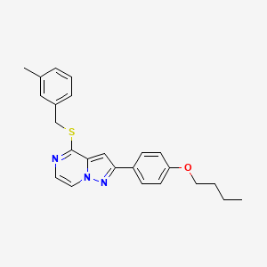 molecular formula C24H25N3OS B6479264 2-(4-butoxyphenyl)-4-{[(3-methylphenyl)methyl]sulfanyl}pyrazolo[1,5-a]pyrazine CAS No. 1224000-72-9