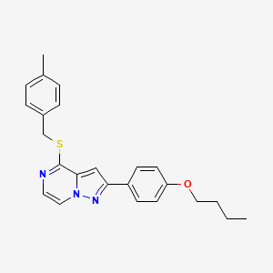 molecular formula C24H25N3OS B6479270 2-(4-butoxyphenyl)-4-{[(4-methylphenyl)methyl]sulfanyl}pyrazolo[1,5-a]pyrazine CAS No. 1223795-95-6
