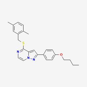 molecular formula C25H27N3OS B6479280 2-(4-butoxyphenyl)-4-{[(2,5-dimethylphenyl)methyl]sulfanyl}pyrazolo[1,5-a]pyrazine CAS No. 1223851-76-0