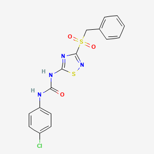 molecular formula C16H13ClN4O3S2 B6479302 1-(4-chlorophenyl)-3-(3-phenylmethanesulfonyl-1,2,4-thiadiazol-5-yl)urea CAS No. 924865-27-0