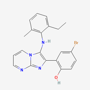 molecular formula C21H19BrN4O B6479320 4-bromo-2-{3-[(2-ethyl-6-methylphenyl)amino]imidazo[1,2-a]pyrimidin-2-yl}phenol CAS No. 879589-52-3