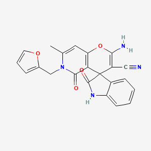 molecular formula C22H16N4O4 B6479327 2'-amino-6'-[(furan-2-yl)methyl]-7'-methyl-2,5'-dioxo-1,2,5',6'-tetrahydrospiro[indole-3,4'-pyrano[3,2-c]pyridine]-3'-carbonitrile CAS No. 879624-23-4