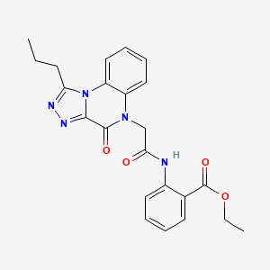 molecular formula C23H23N5O4 B6479351 ethyl 2-(2-{4-oxo-1-propyl-4H,5H-[1,2,4]triazolo[4,3-a]quinoxalin-5-yl}acetamido)benzoate CAS No. 1260935-51-0