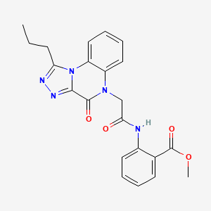 molecular formula C22H21N5O4 B6479353 methyl 2-(2-{4-oxo-1-propyl-4H,5H-[1,2,4]triazolo[4,3-a]quinoxalin-5-yl}acetamido)benzoate CAS No. 1260925-41-4