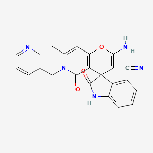 molecular formula C23H17N5O3 B6479356 2'-amino-7'-methyl-2,5'-dioxo-6'-[(pyridin-3-yl)methyl]-1,2,5',6'-tetrahydrospiro[indole-3,4'-pyrano[3,2-c]pyridine]-3'-carbonitrile CAS No. 886170-87-2