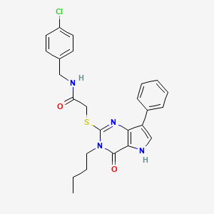 molecular formula C25H25ClN4O2S B6479378 2-({3-butyl-4-oxo-7-phenyl-3H,4H,5H-pyrrolo[3,2-d]pyrimidin-2-yl}sulfanyl)-N-[(4-chlorophenyl)methyl]acetamide CAS No. 1260925-97-0