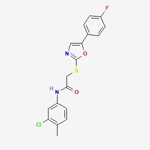 molecular formula C18H14ClFN2O2S B6479396 N-(3-chloro-4-methylphenyl)-2-{[5-(4-fluorophenyl)-1,3-oxazol-2-yl]sulfanyl}acetamide CAS No. 937990-45-9
