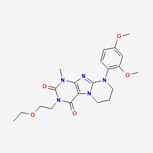 molecular formula C21H27N5O5 B6479397 9-(2,4-dimethoxyphenyl)-3-(2-ethoxyethyl)-1-methyl-1H,2H,3H,4H,6H,7H,8H,9H-pyrimido[1,2-g]purine-2,4-dione CAS No. 877617-04-4