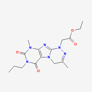 molecular formula C16H22N6O4 B6479415 ethyl 2-{3,9-dimethyl-6,8-dioxo-7-propyl-1H,4H,6H,7H,8H,9H-[1,2,4]triazino[4,3-g]purin-1-yl}acetate CAS No. 923185-05-1