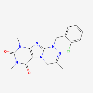 molecular formula C17H17ClN6O2 B6479431 1-[(2-chlorophenyl)methyl]-3,7,9-trimethyl-1H,4H,6H,7H,8H,9H-[1,2,4]triazino[4,3-g]purine-6,8-dione CAS No. 898412-70-9