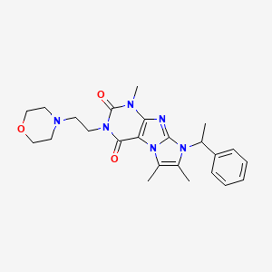 molecular formula C24H30N6O3 B6479440 1,6,7-trimethyl-3-[2-(morpholin-4-yl)ethyl]-8-(1-phenylethyl)-1H,2H,3H,4H,8H-imidazo[1,2-g]purine-2,4-dione CAS No. 927618-13-1