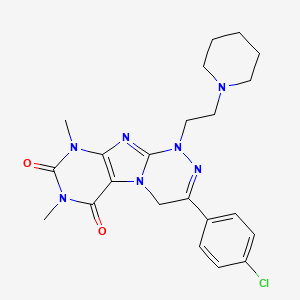 molecular formula C22H26ClN7O2 B6479451 3-(4-chlorophenyl)-7,9-dimethyl-1-[2-(piperidin-1-yl)ethyl]-1H,4H,6H,7H,8H,9H-[1,2,4]triazino[4,3-g]purine-6,8-dione CAS No. 898442-90-5