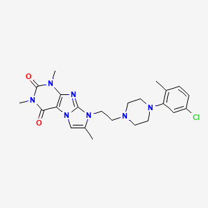 molecular formula C23H28ClN7O2 B6479465 8-{2-[4-(5-chloro-2-methylphenyl)piperazin-1-yl]ethyl}-1,3,7-trimethyl-1H,2H,3H,4H,8H-imidazo[1,2-g]purine-2,4-dione CAS No. 922456-77-7