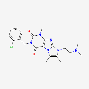 molecular formula C21H25ClN6O2 B6479474 3-[(2-chlorophenyl)methyl]-8-[2-(dimethylamino)ethyl]-1,6,7-trimethyl-1H,2H,3H,4H,8H-imidazo[1,2-g]purine-2,4-dione CAS No. 919010-21-2