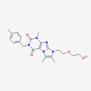 molecular formula C22H27N5O4 B6479491 8-[2-(2-hydroxyethoxy)ethyl]-1,6,7-trimethyl-3-[(4-methylphenyl)methyl]-1H,2H,3H,4H,8H-imidazo[1,2-g]purine-2,4-dione CAS No. 919041-81-9