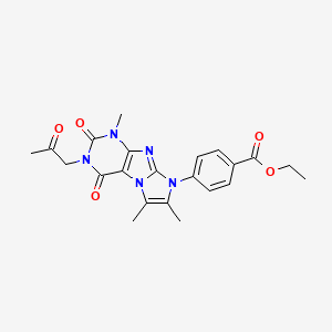 molecular formula C22H23N5O5 B6479516 ethyl 4-[1,6,7-trimethyl-2,4-dioxo-3-(2-oxopropyl)-1H,2H,3H,4H,8H-imidazo[1,2-g]purin-8-yl]benzoate CAS No. 896304-34-0