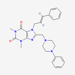 molecular formula C27H30N6O2 B6479526 1,3-dimethyl-8-[(4-phenylpiperazin-1-yl)methyl]-7-[(2E)-3-phenylprop-2-en-1-yl]-2,3,6,7-tetrahydro-1H-purine-2,6-dione CAS No. 887213-28-7