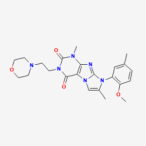 molecular formula C23H28N6O4 B6479530 8-(2-methoxy-5-methylphenyl)-1,7-dimethyl-3-[2-(morpholin-4-yl)ethyl]-1H,2H,3H,4H,8H-imidazo[1,2-g]purine-2,4-dione CAS No. 896306-38-0
