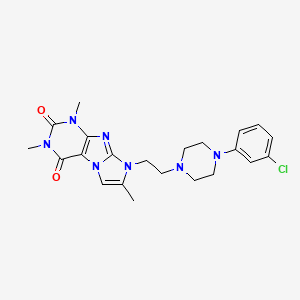 molecular formula C22H26ClN7O2 B6479534 8-{2-[4-(3-chlorophenyl)piperazin-1-yl]ethyl}-1,3,7-trimethyl-1H,2H,3H,4H,8H-imidazo[1,2-g]purine-2,4-dione CAS No. 923439-73-0
