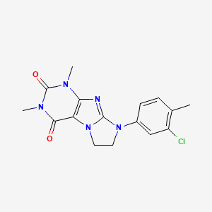 molecular formula C16H16ClN5O2 B6479544 8-(3-chloro-4-methylphenyl)-1,3-dimethyl-1H,2H,3H,4H,6H,7H,8H-imidazo[1,2-g]purine-2,4-dione CAS No. 919012-94-5