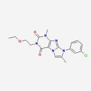 molecular formula C19H20ClN5O3 B6479566 8-(3-chlorophenyl)-3-(2-ethoxyethyl)-1,7-dimethyl-1H,2H,3H,4H,8H-imidazo[1,2-g]purine-2,4-dione CAS No. 887467-22-3