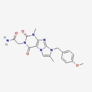 molecular formula C19H20N6O4 B6479567 2-{8-[(4-methoxyphenyl)methyl]-1,7-dimethyl-2,4-dioxo-1H,2H,3H,4H,8H-imidazo[1,2-g]purin-3-yl}acetamide CAS No. 896304-41-9