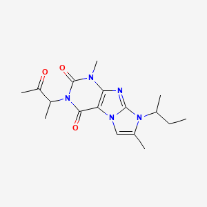 molecular formula C17H23N5O3 B6479571 8-(butan-2-yl)-1,7-dimethyl-3-(3-oxobutan-2-yl)-1H,2H,3H,4H,8H-imidazo[1,2-g]purine-2,4-dione CAS No. 919009-49-7