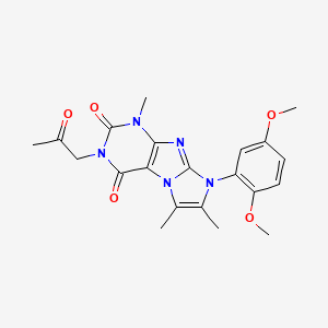 molecular formula C21H23N5O5 B6479577 8-(2,5-dimethoxyphenyl)-1,6,7-trimethyl-3-(2-oxopropyl)-1H,2H,3H,4H,8H-imidazo[1,2-g]purine-2,4-dione CAS No. 886894-58-2