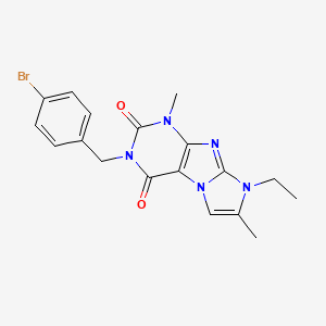 molecular formula C18H18BrN5O2 B6479609 3-[(4-bromophenyl)methyl]-8-ethyl-1,7-dimethyl-1H,2H,3H,4H,8H-imidazo[1,2-g]purine-2,4-dione CAS No. 896322-99-9