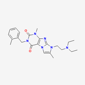 molecular formula C23H30N6O2 B6479620 8-[2-(diethylamino)ethyl]-1,7-dimethyl-3-[(2-methylphenyl)methyl]-1H,2H,3H,4H,8H-imidazo[1,2-g]purine-2,4-dione CAS No. 919008-78-9