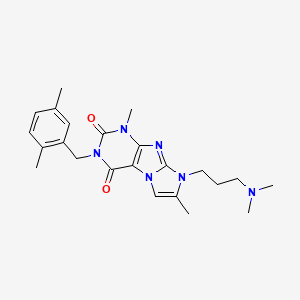 molecular formula C23H30N6O2 B6479623 8-[3-(dimethylamino)propyl]-3-[(2,5-dimethylphenyl)methyl]-1,7-dimethyl-1H,2H,3H,4H,8H-imidazo[1,2-g]purine-2,4-dione CAS No. 919041-03-5