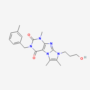 molecular formula C21H25N5O3 B6479636 8-(3-hydroxypropyl)-1,6,7-trimethyl-3-[(3-methylphenyl)methyl]-1H,2H,3H,4H,8H-imidazo[1,2-g]purine-2,4-dione CAS No. 919041-69-3