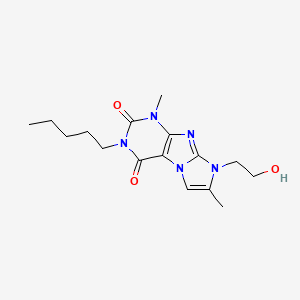 molecular formula C16H23N5O3 B6479638 8-(2-hydroxyethyl)-1,7-dimethyl-3-pentyl-1H,2H,3H,4H,8H-imidazo[1,2-g]purine-2,4-dione CAS No. 927583-66-2