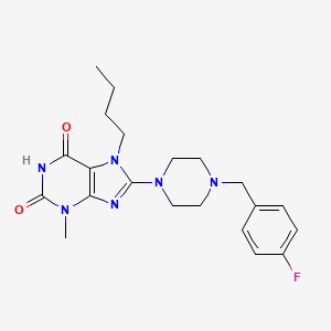molecular formula C21H27FN6O2 B6479664 7-butyl-8-{4-[(4-fluorophenyl)methyl]piperazin-1-yl}-3-methyl-2,3,6,7-tetrahydro-1H-purine-2,6-dione CAS No. 898408-33-8