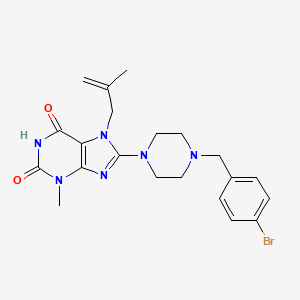 molecular formula C21H25BrN6O2 B6479667 8-{4-[(4-bromophenyl)methyl]piperazin-1-yl}-3-methyl-7-(2-methylprop-2-en-1-yl)-2,3,6,7-tetrahydro-1H-purine-2,6-dione CAS No. 898437-53-1