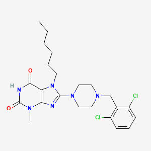molecular formula C23H30Cl2N6O2 B6479680 8-{4-[(2,6-dichlorophenyl)methyl]piperazin-1-yl}-7-hexyl-3-methyl-2,3,6,7-tetrahydro-1H-purine-2,6-dione CAS No. 898437-42-8