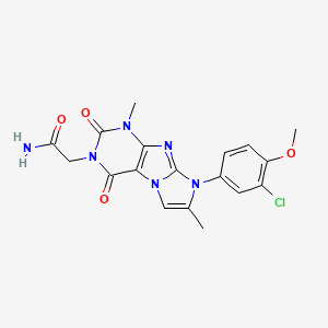 molecular formula C18H17ClN6O4 B6479688 2-[8-(3-chloro-4-methoxyphenyl)-1,7-dimethyl-2,4-dioxo-1H,2H,3H,4H,8H-imidazo[1,2-g]purin-3-yl]acetamide CAS No. 896306-84-6