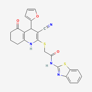 molecular formula C23H18N4O3S2 B6479693 N-(1,3-benzothiazol-2-yl)-2-{[3-cyano-4-(furan-2-yl)-5-oxo-1,4,5,6,7,8-hexahydroquinolin-2-yl]sulfanyl}acetamide CAS No. 780794-21-0