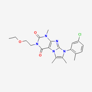 molecular formula C21H24ClN5O3 B6479710 8-(5-chloro-2-methylphenyl)-3-(2-ethoxyethyl)-1,6,7-trimethyl-1H,2H,3H,4H,8H-imidazo[1,2-g]purine-2,4-dione CAS No. 887460-06-2