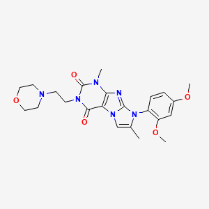molecular formula C23H28N6O5 B6479731 8-(2,4-dimethoxyphenyl)-1,7-dimethyl-3-[2-(morpholin-4-yl)ethyl]-1H,2H,3H,4H,8H-imidazo[1,2-g]purine-2,4-dione CAS No. 887214-81-5