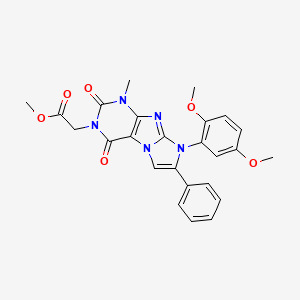 molecular formula C25H23N5O6 B6479742 methyl 2-[8-(2,5-dimethoxyphenyl)-1-methyl-2,4-dioxo-7-phenyl-1H,2H,3H,4H,8H-imidazo[1,2-g]purin-3-yl]acetate CAS No. 896301-01-2